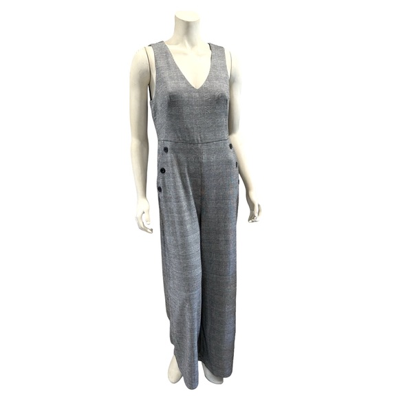 June & Hudson Glen Plaid Houndstooth Wide Leg Jumpsuit - Picture 8 of 16